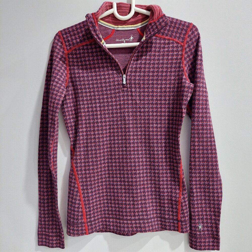 Smartwool Women's Small Quarter Zip Pullover 100% Merino Wool Purple Baselayer
